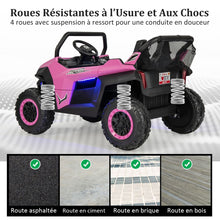Load image into Gallery viewer, Voiture lectrique Enfant 12 V Tlcommande pour 3-8 Ans 2 Vitesses Ressort de Suspension Charge 59KG 118x74x71CM Noir/Rose/Rouge -