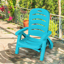 Load image into Gallery viewer, Chaise Longue Pliable Dossier Inclinable à 5 Positions avec Roues Intégrées pour Terrasse Jardin Piscine 150 kg Gris/Blanc/Bleu -