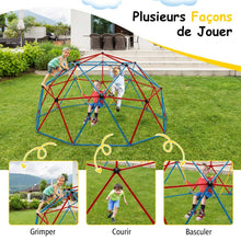 Load image into Gallery viewer, Dôme d'Escalade de 305cm avec Balançoire Cage d'Escalade en Métal Charge Max 363 kg Intérieur Extérieur pour Enfants de 3-10 Ans Jaune/Rouge -