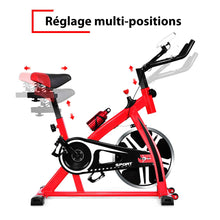 Load image into Gallery viewer, Vlo d'Exercice Intrieur avec Volant d'Inertie 8 KG Silencieux Bouilloire Porte-gobelet Ecran LCD Selle et Huidon Rglables -