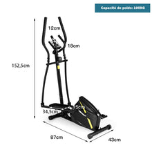 Load image into Gallery viewer, Vlo Elliptique avec 8 Niveaux de Rsistance-Masse d'Inertie 2 kg Pouls  la Main Affichage LCD -