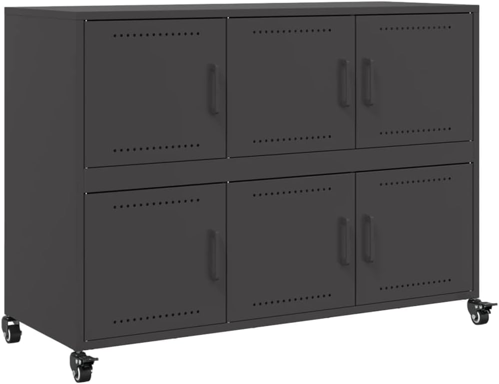 vidaXL Buffet, Armoire avec Porte, Placard avec Rangement, Organisateur de Salle de Séjour Salon Maison Intérieur, Noir 100,5x39x72 cm Acier