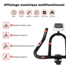 Load image into Gallery viewer, Vlo D檃ppartement Vlo Silencieux avec Courroie et Roue D檌nertie en Fer de 10kg Guidon et Selle Ajustable Noir + Rouge -