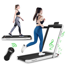 Load image into Gallery viewer, 2 en 1 Tapis de Course Electrique Pliable 1 à 12 Km/H avec Haut-parleur Bluetooth Télécommande Moteur 0,75HP Vert/Blanc/Noir/Rouge/Or/Noir et Argenté/Bleu -