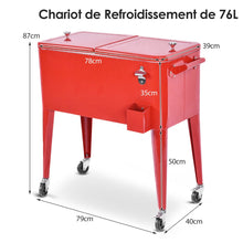 Load image into Gallery viewer, Chariot Isotherme Roulant de 76L Rfrigrant avec Roulettes Universelles Ouvre-bouteille Desserte Jardin pour Conserver Glace et Boissons -