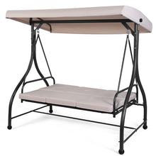 Load image into Gallery viewer, Balancelle d'Extérieur Convertible Jardin Porche Avec Sièges à Coussins Auvent Réglable et Cadre en Métal Enduit Hamac 3 Places Beige -