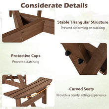 Load image into Gallery viewer, 6-Person Round Wood Picnic Table Set with 3 Built-in Benches &amp; 2" Umbrella Hole, Holds 1850 LBS, Outdoor Dining Table &amp; Bench for Patio Garden