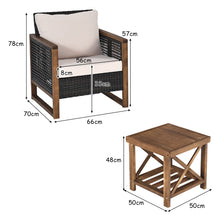 Load image into Gallery viewer, Ensemble Salon de Jardin en Bois d'Acacia Rotin Artisanal Anti-soleil Résistant aux Intempéries pour Porche Balcon Terrasse -