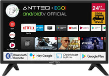 Load image into Gallery viewer, Antteq G24 Smart TV 24 Pouces (60 cm) Television 220/12V Bluetooth compatibilité avec Google Assistant Triple Tuner (DVB-S2/T2/C) WiFi Bluetooth HDMI USB Miroir d’Écran Idéal Camping