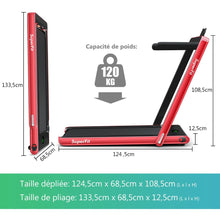 Load image into Gallery viewer, 2 en 1 Tapis de Course Electrique Pliable 1  12 Km/H avec Haut-parleur Bluetooth Tlcommande Moteur 0,75HP Vert/Blanc/Noir/Rouge/Or/Noir et Argent/Bleu -