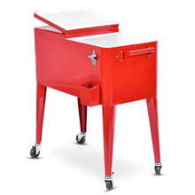 Load image into Gallery viewer, Chariot Isotherme Roulant de 76L Rfrigrant avec Roulettes Universelles Ouvre-bouteille Desserte Jardin pour Conserver Glace et Boissons -