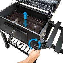 Load image into Gallery viewer, Barbecue  charbon de bois 3 en 1 avec thermomtre avec grille  hauteur rglable noir 1508003 -