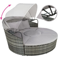 Load image into Gallery viewer, Bain de soleil transat meuble jardin rond modulable gris 2208062