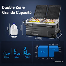 Load image into Gallery viewer, 115L Glaciere Electrique Double Zone,Glaciere a Compression WiFi APP,12 V/24 V et 100-240 V Frigo Camping,-20 鈩 20 鈩pour Voiture,Camion,Bateau,Camping,Car,Caravanes,Voyageant,Maison