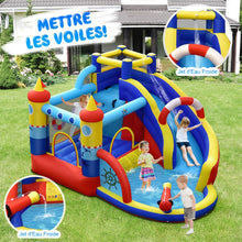 Load image into Gallery viewer, Château Gonflable Style Bateau avec Toboggan Incurvé Zone de Saut Mur d'Escalade avec Gonfleur 450 W -