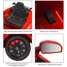 Load image into Gallery viewer, Voiture Sport Electrique 12 V pour Enfants Vitesse Max.: 5 km/h Télécommande 2.4G MP3 Effets Sonores Lumineux Rouge -