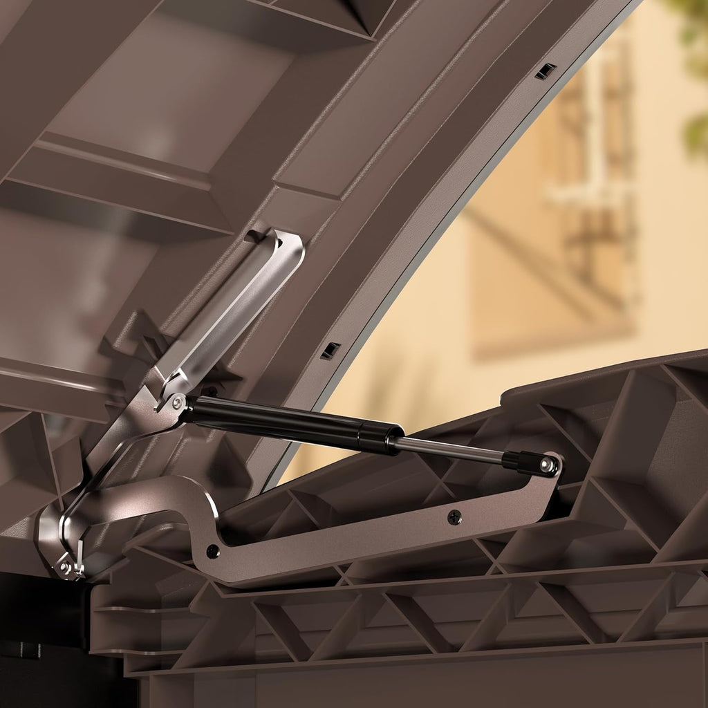 Duramax StoreAway 1200L Plastic Garden Shed/ Flat Lid,Outdoor Storage Shed,Wheelie Bin Hideaways,Wheelie bin box,Durable Construction,Ideal for Bikes,BBQs & 2x 240L Bins,145x85x125 cm,Brown