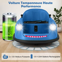 Load image into Gallery viewer, Auto-tamponneuse Electrique 12V pour Enfants Alimentée par Batterie Télécommande Lumières LED Musique pour les 2-5 Ans Rose/Rouge/Bleu -