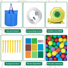 Load image into Gallery viewer, 7 en 1 Château Gonflable Tropical à Thème Singe &amp; Palmier avec Toboggan Aquatique avec Piscine &amp; 50 Boules Charge 90kg pour 2 Enfants de 3-10 Ans -