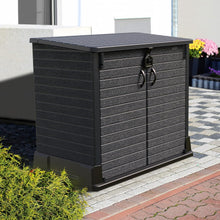 Load image into Gallery viewer, Duramax StoreAway 1200L Plastic Garden Shed/ Flat Lid,Outdoor Storage Shed,Wheelie Bin Hideaways,Wheelie bin box,Durable Construction,Ideal for Bikes,BBQs &amp; 2x 240L Bins,145x85x125 cm,Brown