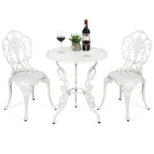 Load image into Gallery viewer, Ensemble Table et 2 Chaises pour Jardin en Aluminium en Forme de Rose Blanc Rsistant aux Intempries -