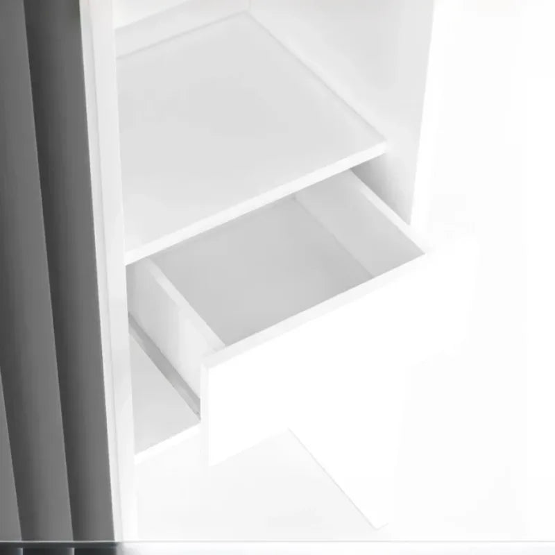 Dressing Extensible Blanc & Gris avec Rideau - tagres - Double Penderie -