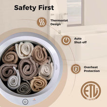 Load image into Gallery viewer, 20L Towel Warmer Bucket for Bathroom, Hot Towel Heater with LED Screen, Wood Handle, Fragrant Disc Holder, Blanket Warmer for Pajamas, Bathrobes