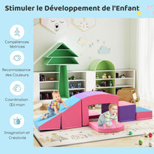 Load image into Gallery viewer, 6 Blocs d’Escalade en Mousse Jeu d’Escalade pour Tout-Petits Jeu d’Activité d’Escalade Coloré Tunnel Escaliers et Rampe pour 12+ Mois Coloré/Bleu/Violet -