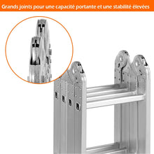 Load image into Gallery viewer, chelle Polyvalente 5 en 1 avec 2 Montants 4 Plis 15 Echelons Pliable et Multifonction Capacit 150kg en Aluminium -