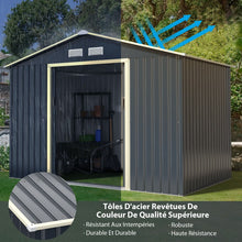 Load image into Gallery viewer, Abri de Jardin en Mtal 5,29 銕77 x 191 x 202 cm avec 2 Portes Coulissantes Verrouillables 4 Trous d橝ration Gris pour Vlo -