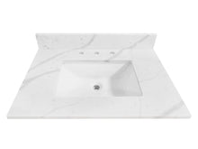 Load image into Gallery viewer, Calacatta 31-in x 22-in White Quartz Undermount Single Sink Widespread Faucet Mount Bathroom Vanity Top