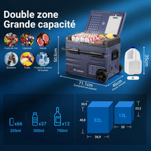 Load image into Gallery viewer, 115L Glaciere Electrique Double Zone,Glaciere a Compression WiFi APP,12 V/24 V et 100-240 V Frigo Camping,-20 à 20 pour Voiture,Camion,Bateau,Camping,Car,Caravanes,Voyageant,Maison