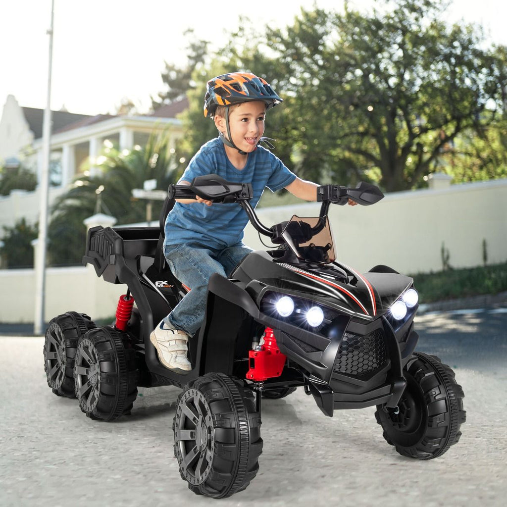 12V Quad Electrique Enfants avec Lumires LED et Musique Vhicule Electrique Enfants avec Dmarrage Lent Charge 30kg 129 x 69 x 72 cm Noir/Rouge -
