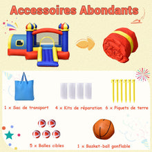 Load image into Gallery viewer, Château Gonflable pour Enfant avec Espace de Rebonds Petite Maison Toboggan Panier de Basket(sans Gonfleur) -