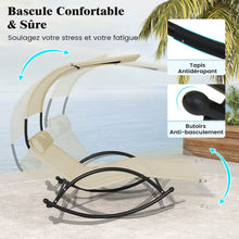 Load image into Gallery viewer, Chaise Longue Double Chaise à Bascule pour 2 Personnes 2 Appui-Têtes Amovibles Cadre en Métal Robuste Lit de Repos Ergonomique 2 Places Gris/Noir/Beige -
