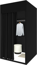 Load image into Gallery viewer, Cabine D'essayage Demontable, Vestiaire Portable avec Rideau, Temporaire Cabine D'essayage Mobile pour Magasin Vêtements Chambre Bureau Plage, (Noir, 100x100x200cm)