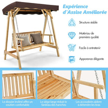 Load image into Gallery viewer, Balancelle de Jardin 2 Places en Bois avec Toit Inclinable Imperméable Chaîne Métallique Réglable Charge 240KG Cadre en A pour Jardin Véranda Cour -