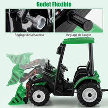 Load image into Gallery viewer, 12V Tracteur lectrique Enfants avec Pelle&amp;Remorque Amovible Vhicule lectrique  6 Roues avec Tlcommande &amp; Musique 3-6 km/h pour 3-8 Ans Jaune/Vert -