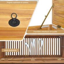 Load image into Gallery viewer, Coffre de Rangement 182L en Bois d’Acacia Charnière en Métal Banc de Rangement à Roulettes Extérieur pour Jardin Patio -