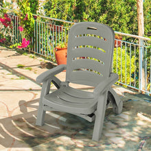 Load image into Gallery viewer, Chaise Longue Pliable Dossier Inclinable  5 Positions avec Roues Intgres pour Terrasse Jardin Piscine 150 kg Gris/Blanc/Bleu -