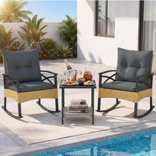 Load image into Gallery viewer, Tangkula 3 Pieces Outdoor Rocking Chairs Set for Garden