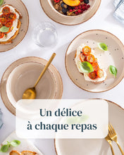 Load image into Gallery viewer, Ensemble Vaisselle en Grès 6 Personnes Rustique 24 pièces - Service de Table Rustique, Lavable au Lave-Vaisselle - Ensemble de Bols et Assiettes - Vaisselle de Table Pure Living en beige
