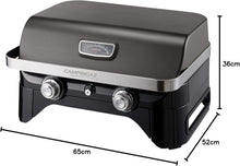 Load image into Gallery viewer, Attitude2go,Barbecue de Table  Faible fume,BBQ Portable, Couvercle,thermomtre,et Grille en Fonte,Alimentation : Cartouche de gaz CV 470 Plus,Gris