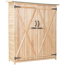 Load image into Gallery viewer, Abri de Jardin en Bois Cabane de Jardin Extérieur Double Portes avec Loquet Toit Incliné en Asphalte Cabanon Jardin Extérieur 140 x 50 x 162 cm Naturel -
