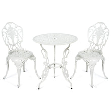 Load image into Gallery viewer, Ensemble Table et 2 Chaises pour Jardin en Aluminium en Forme de Rose Blanc Rsistant aux Intempries -