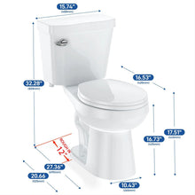 Load image into Gallery viewer, Two - Piece Elongated 1.28 GPF Siphonic Flush Toilet with Soft Close Seat, Universal Height ADA Cotton White (Toilet Seat Included)