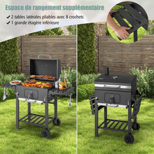 Load image into Gallery viewer, Barbecue à Charbon de Bois Portable avec 2 Tables d'Appoint Noir -