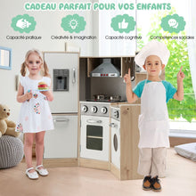 Load image into Gallery viewer, Cuisine Enfants en Bois XXL Angle 105 x 49 x 85 cm ( L x l x H ) Cuisine Complet avec Four Lave Linge 3 An+ -
