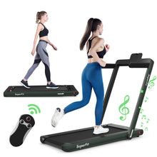 Load image into Gallery viewer, 2 en 1 Tapis de Course Electrique Pliable 1 à 12 Km/H avec Haut-parleur Bluetooth Télécommande Moteur 0,75HP Vert/Blanc/Noir/Rouge/Or/Noir et Argenté/Bleu -