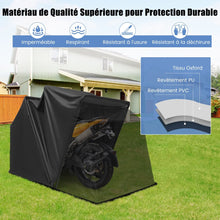 Load image into Gallery viewer, Abri de Moto Extérieur Tente Moto avec Housse en Tissu Oxford Fenêtres en Maille Enroulables Housse Moto Exterieur Étanche pour Moto Vélos Outils Noir -